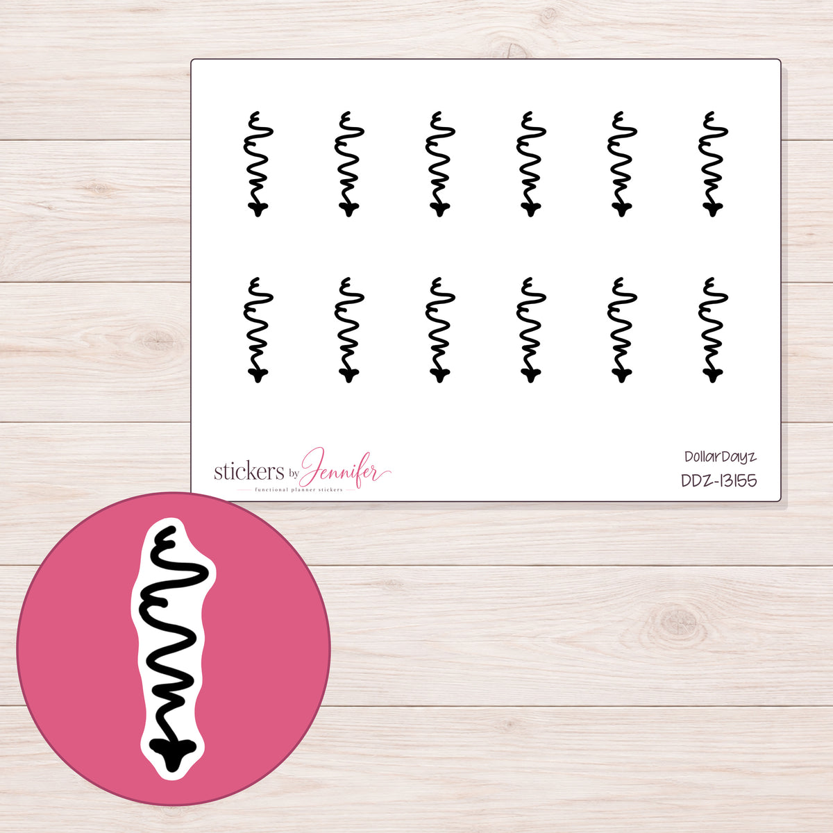 DDZ-13155 planner sticker sheet with enlarged sticker detail
