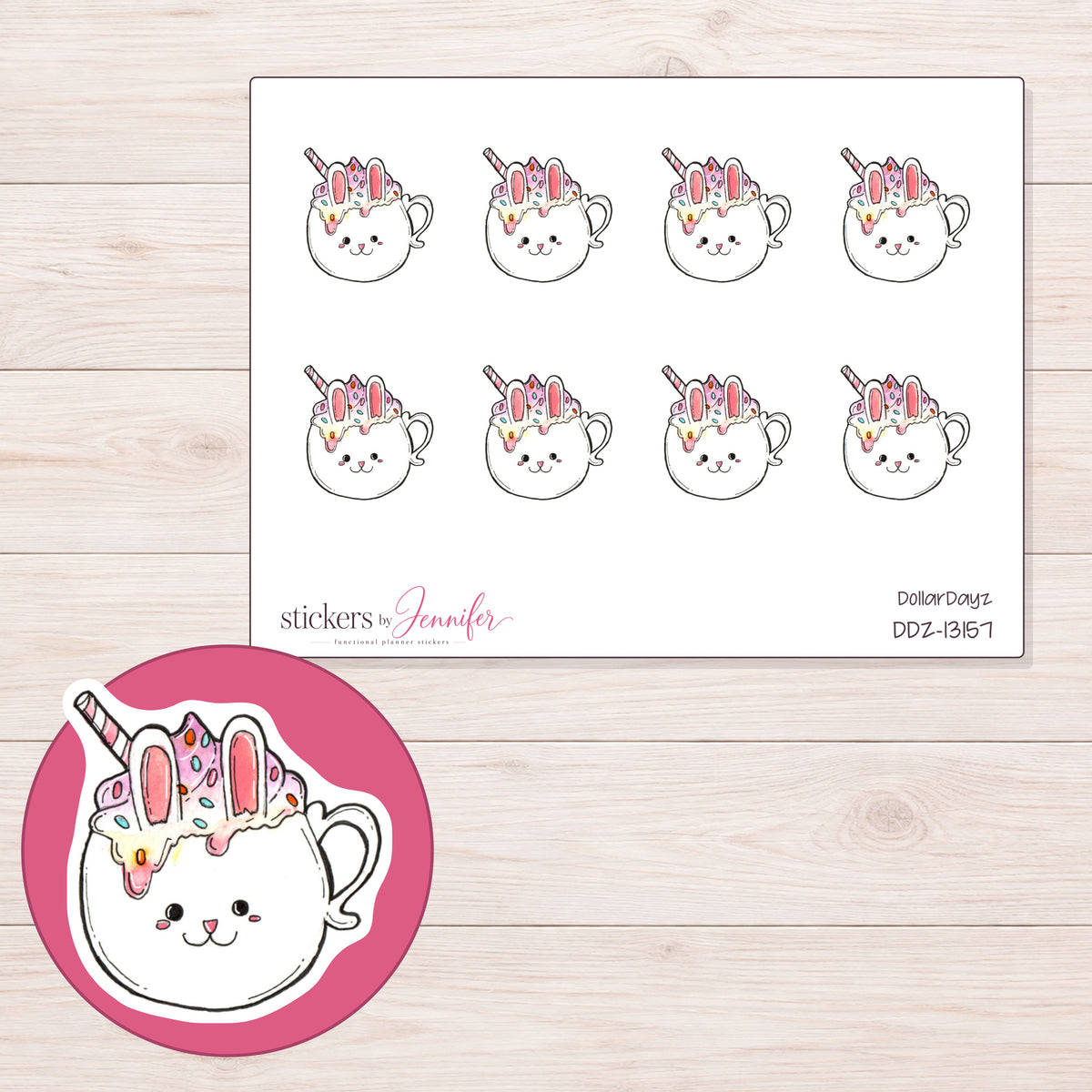 DDZ-13157 planner sticker sheet with enlarged sticker detail