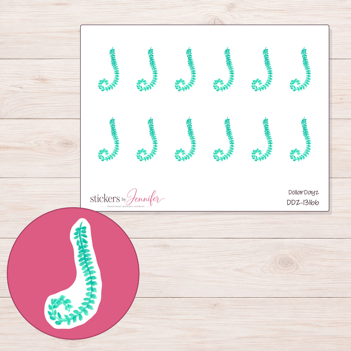 DDZ-13166 planner sticker sheet with enlarged sticker detail