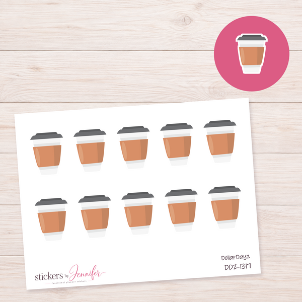 Peach Takeaway Cup Planner Stickers | DDZ-1317
