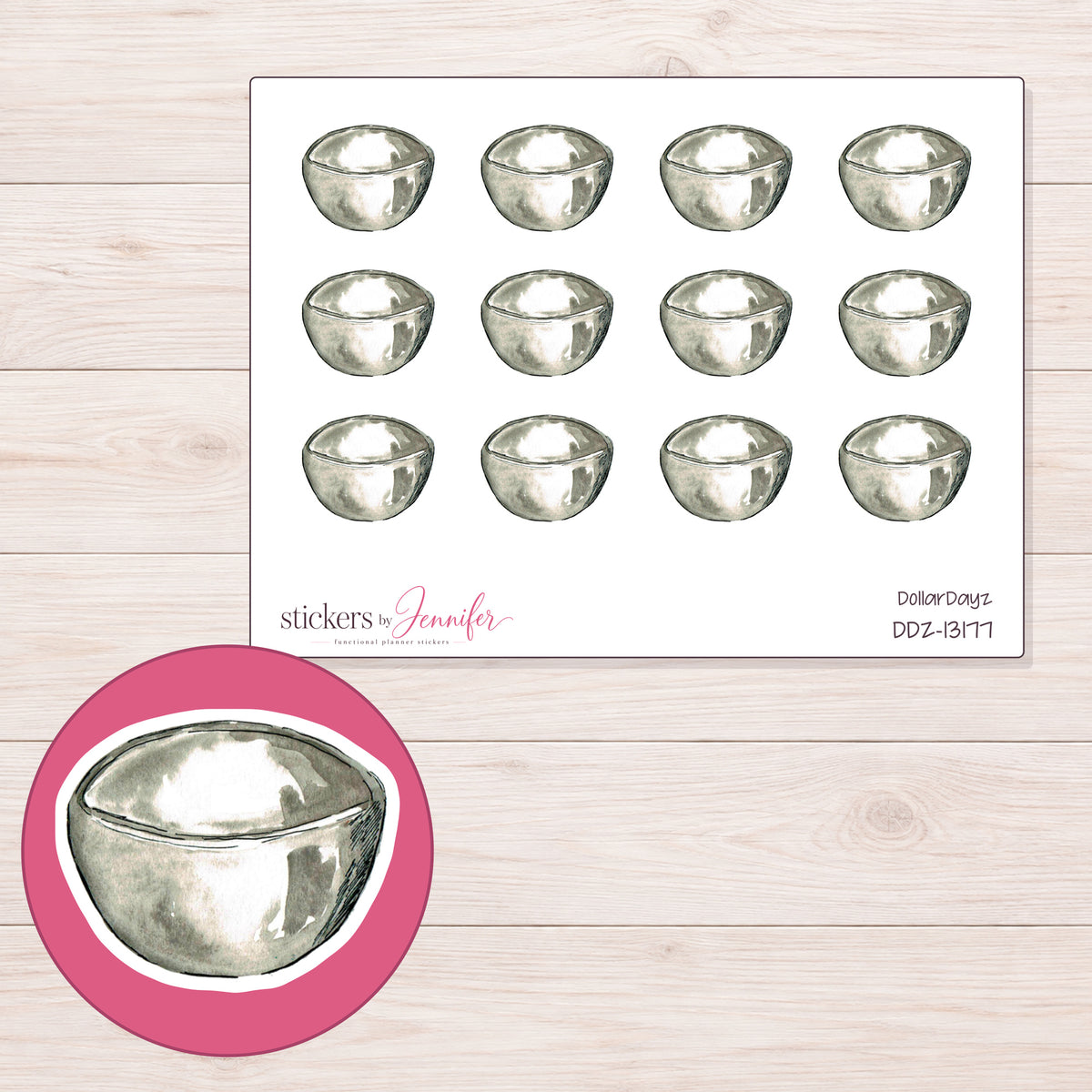 DDZ-13177 planner sticker sheet with enlarged sticker detail