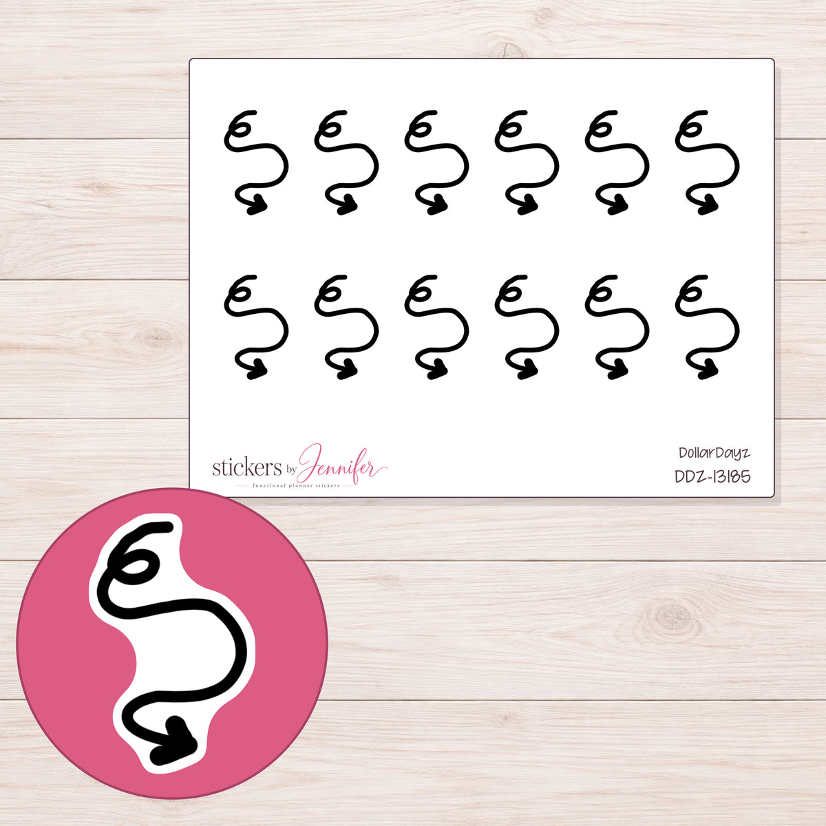 DDZ-13185 planner sticker sheet with enlarged sticker detail