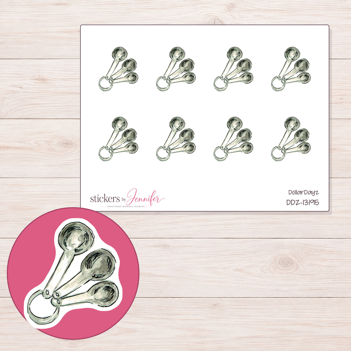 DDZ-13195 planner sticker sheet with enlarged sticker detail
