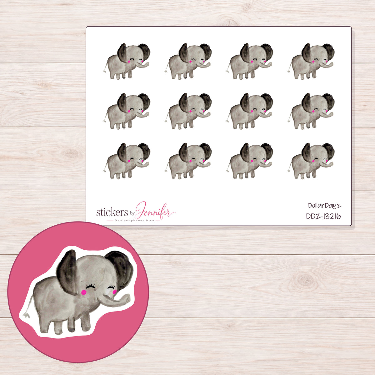 DDZ-13216 planner sticker sheet with enlarged sticker detail