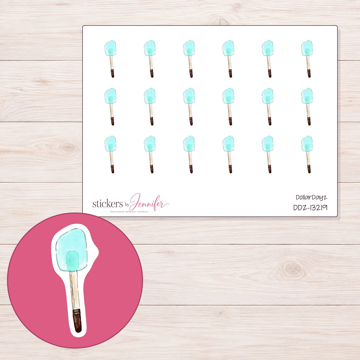 DDZ-13219 planner sticker sheet with enlarged sticker detail