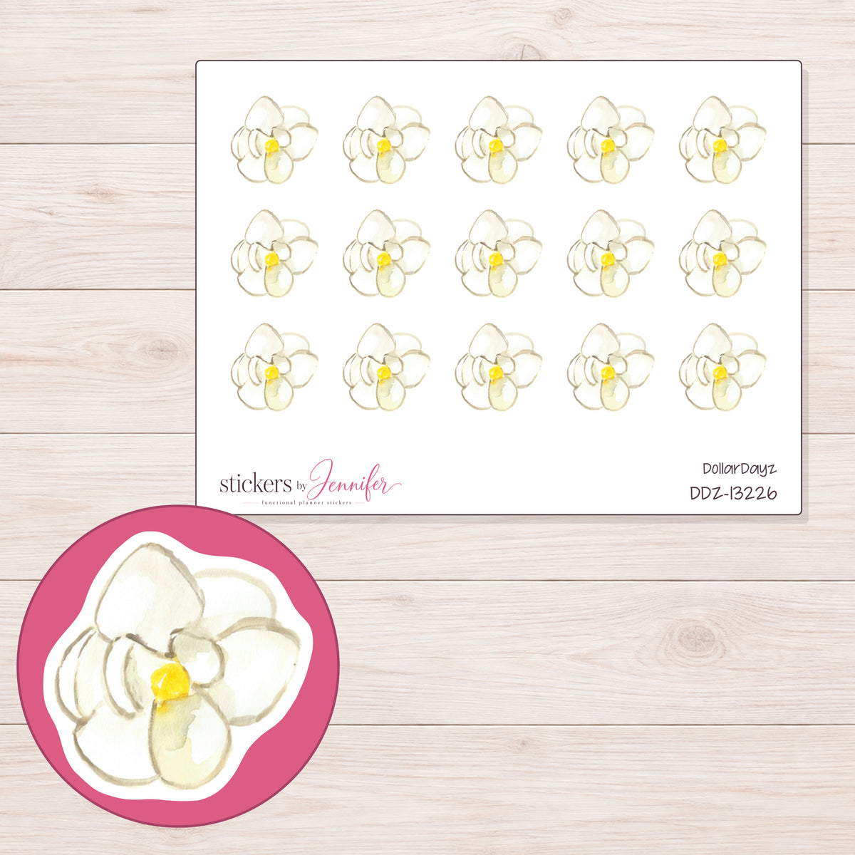 DDZ-13226 planner sticker sheet with enlarged sticker detail