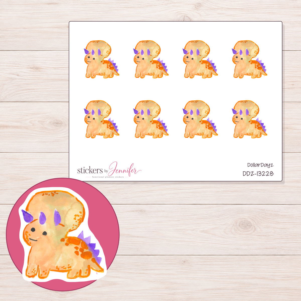 DDZ-13228 planner sticker sheet with enlarged sticker detail