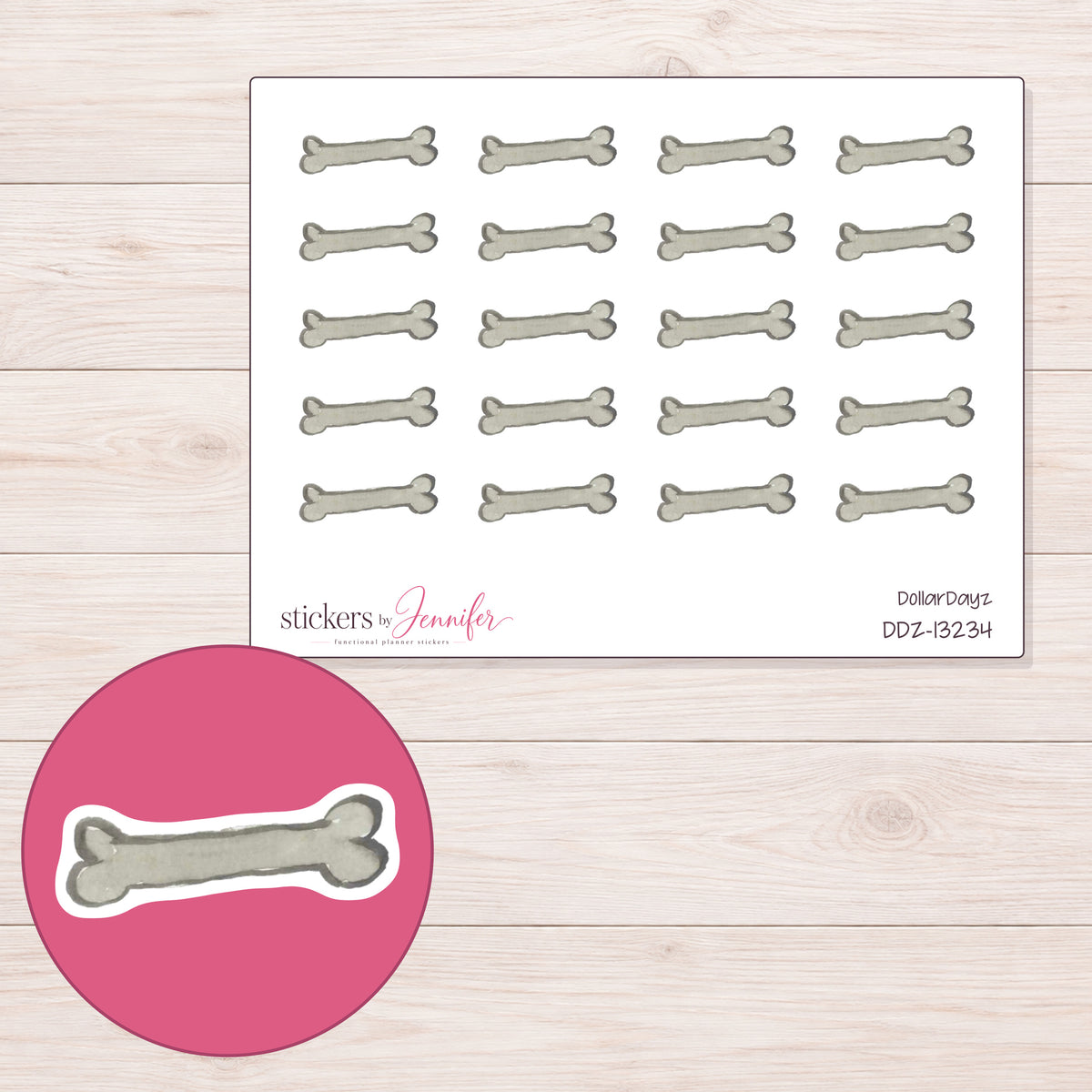 DDZ-13234 planner sticker sheet with enlarged sticker detail