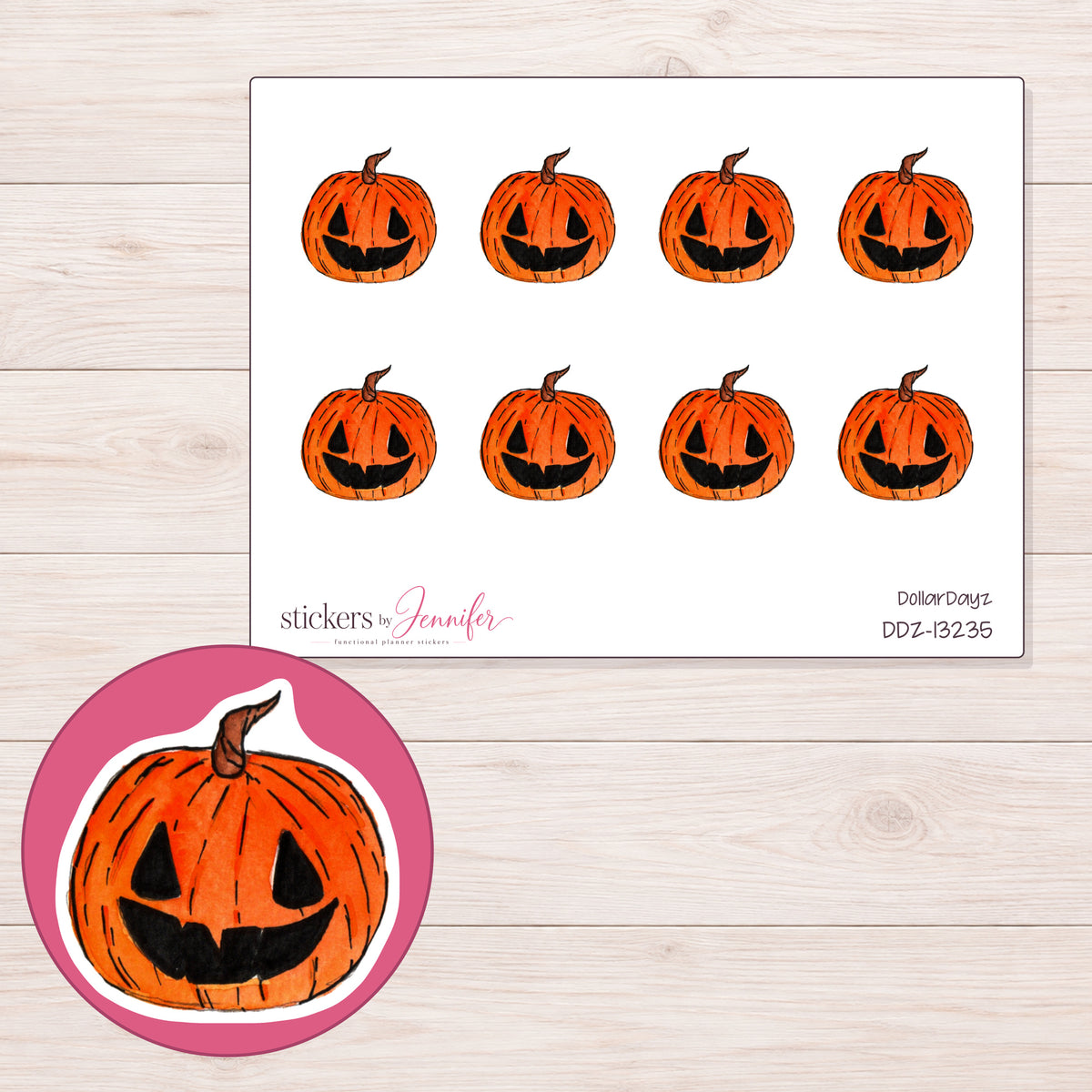 DDZ-13235 planner sticker sheet with enlarged sticker detail