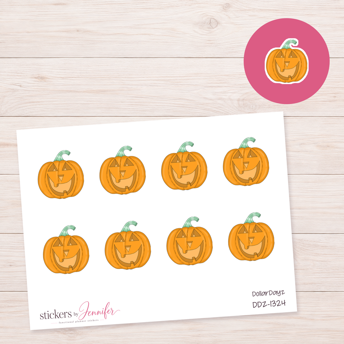 Smiling Pumpkin Planner Stickers | DDZ-1324