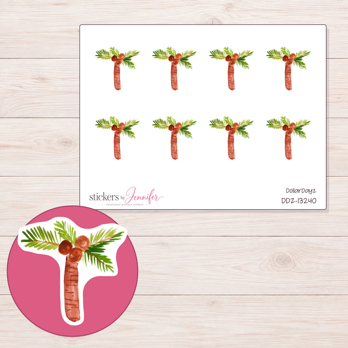 DDZ-13240 planner sticker sheet with enlarged sticker detail