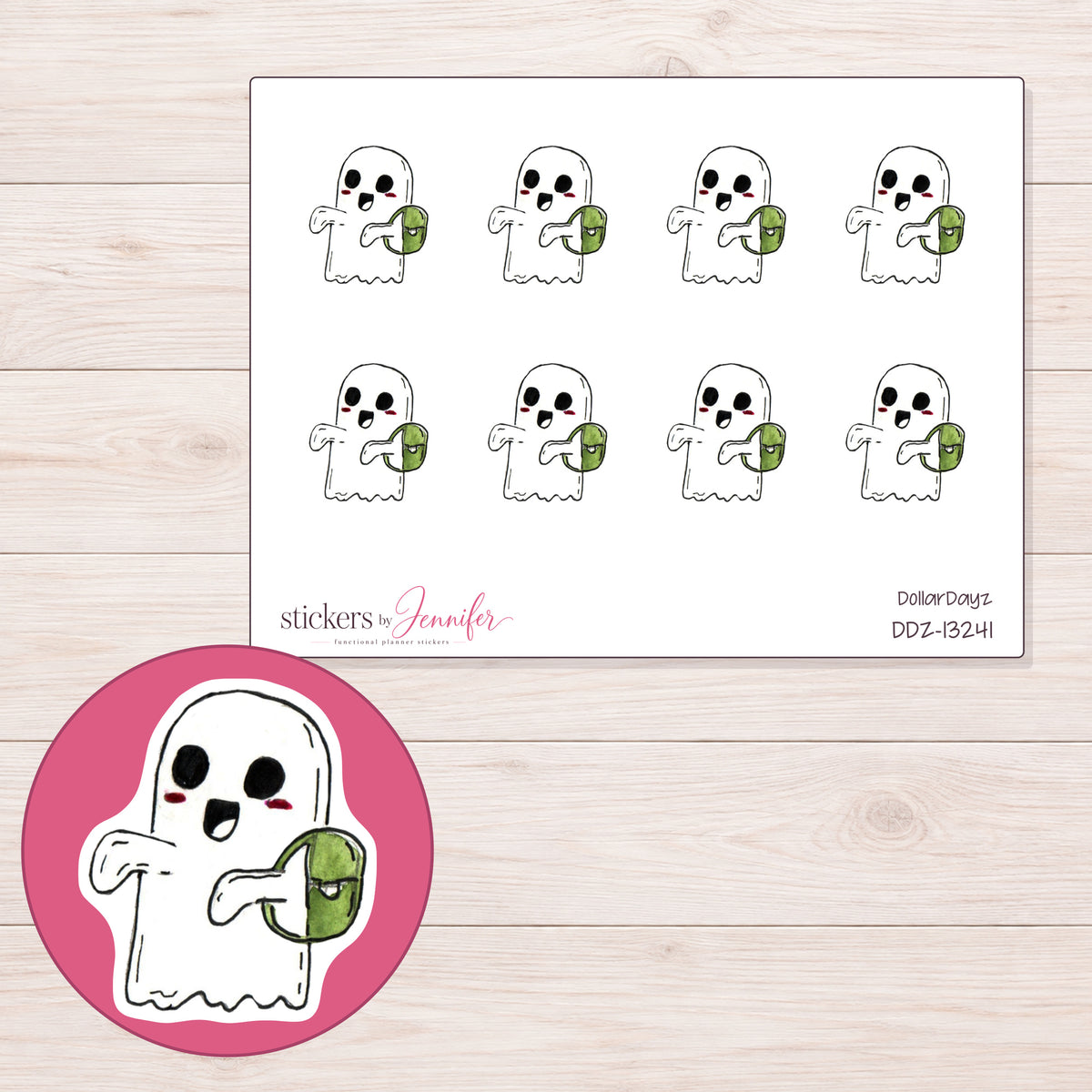 DDZ-13241 planner sticker sheet with enlarged sticker detail