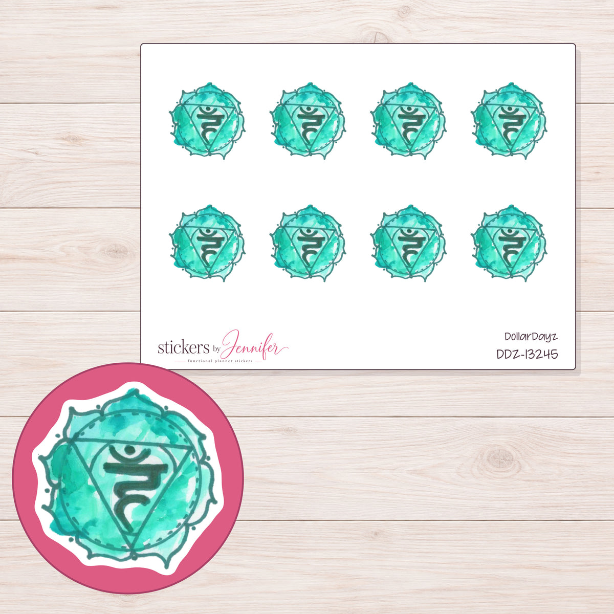 DDZ-13245 planner sticker sheet with enlarged sticker detail
