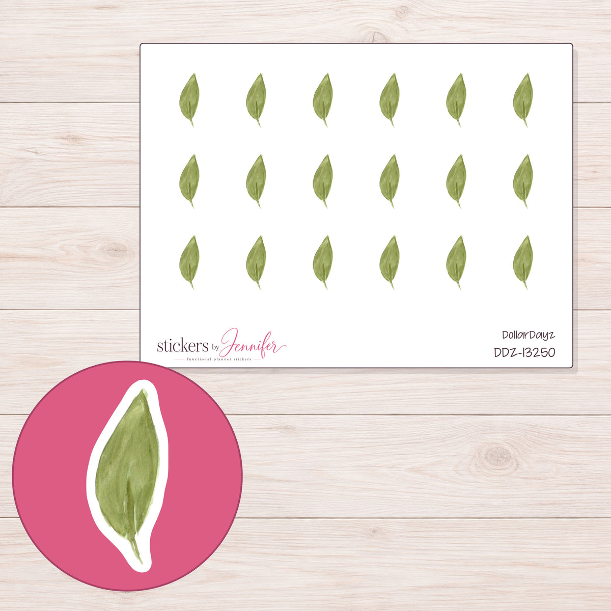 DDZ-13250 planner sticker sheet with enlarged sticker detail