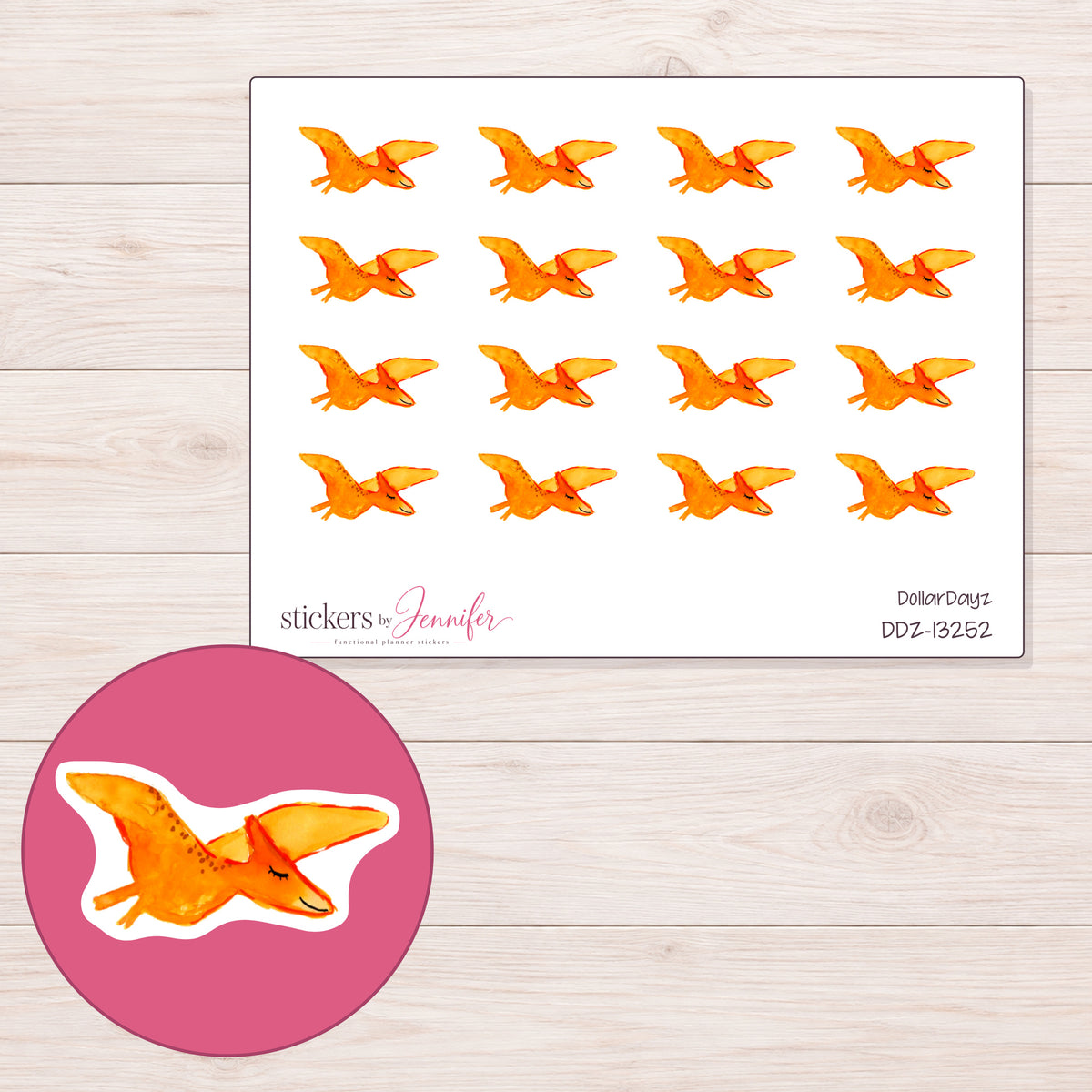 DDZ-13252 planner sticker sheet with enlarged sticker detail