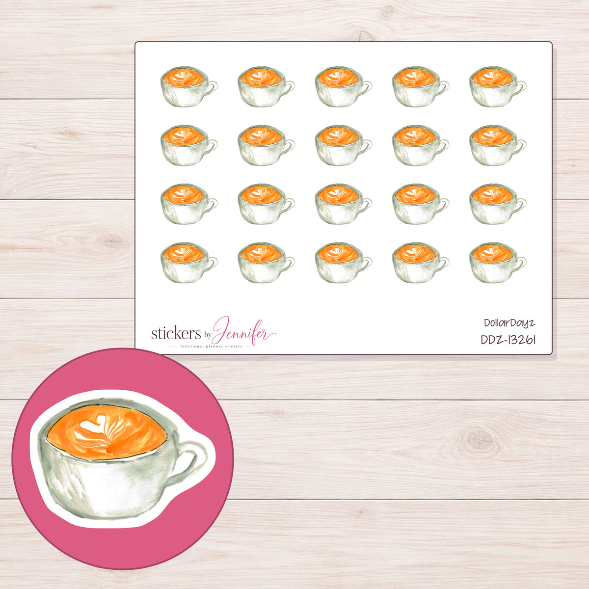 DDZ-13261 planner sticker sheet with enlarged sticker detail