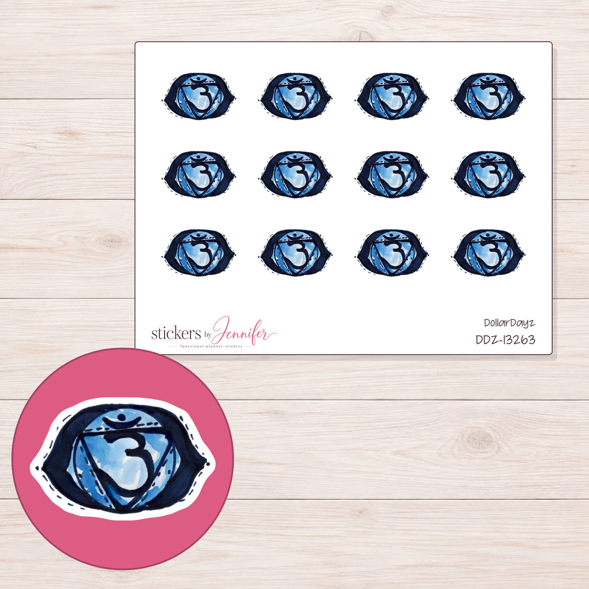 DDZ-13263 planner sticker sheet with enlarged sticker detail