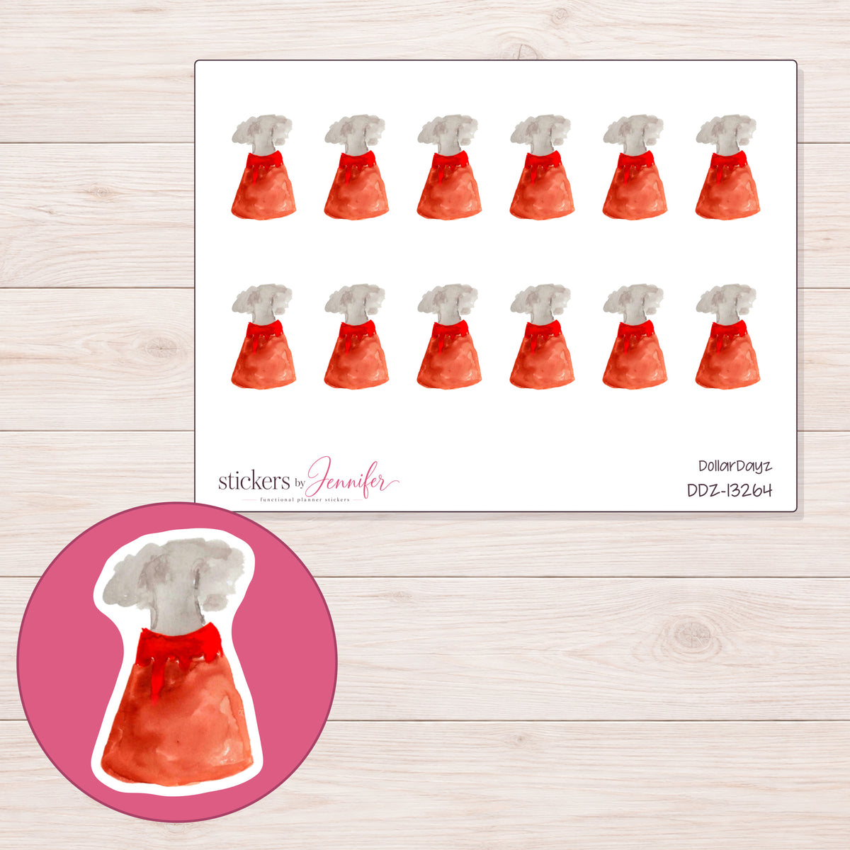 DDZ-13264 planner sticker sheet with enlarged sticker detail