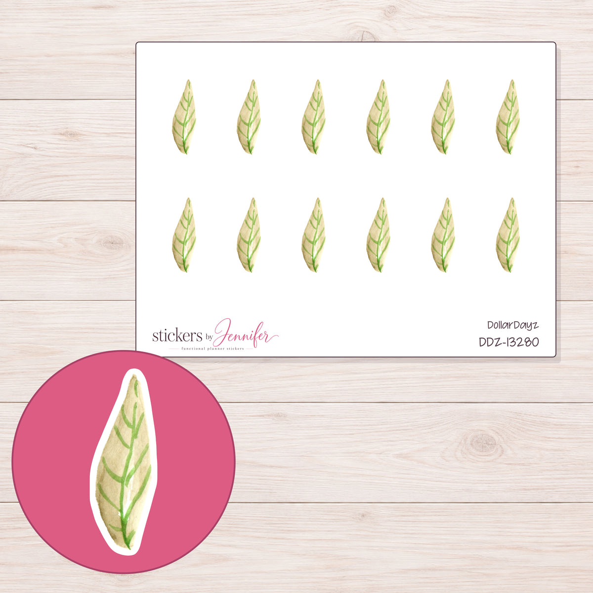 DDZ-13280 planner sticker sheet with enlarged sticker detail