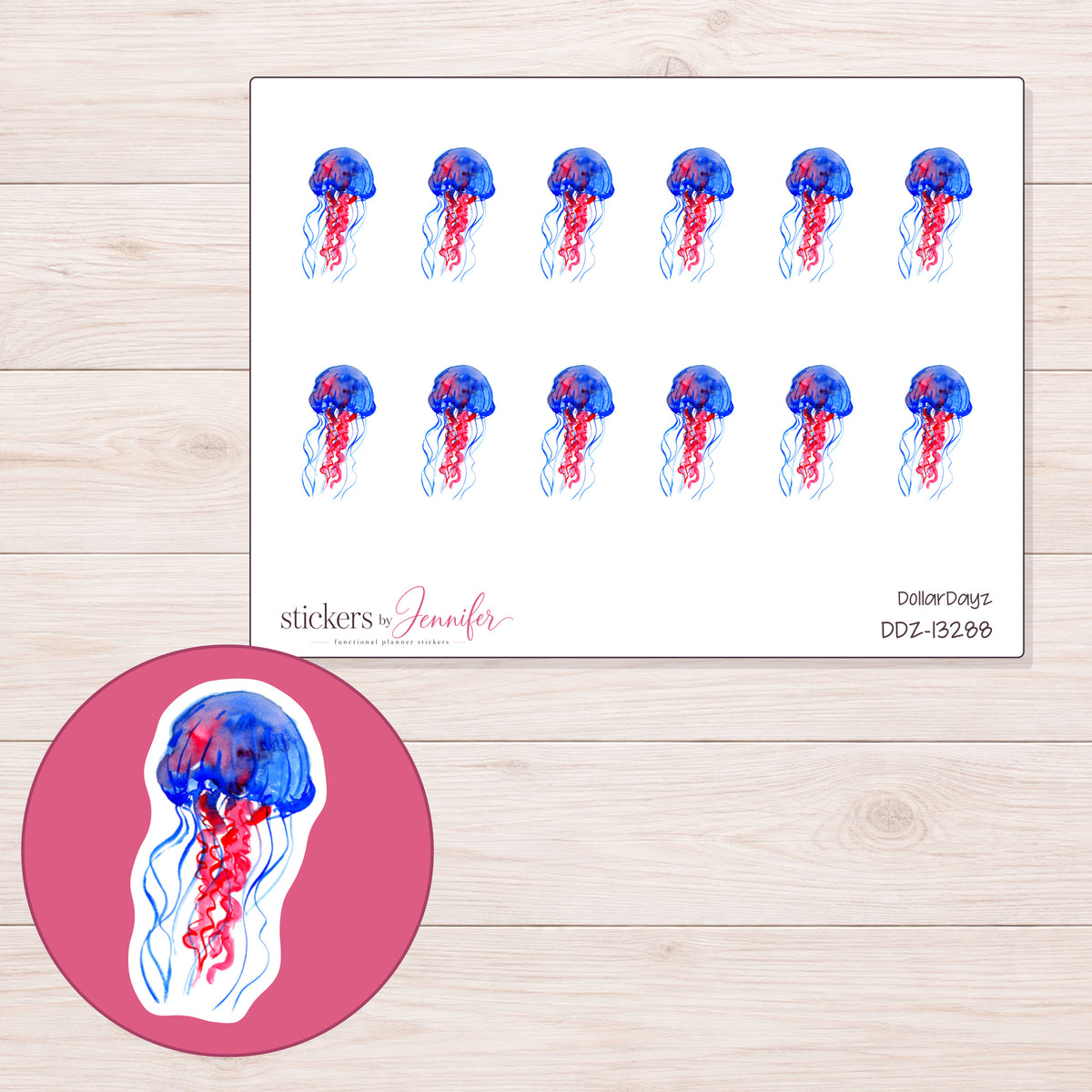 DDZ-13288 planner sticker sheet with enlarged sticker detail