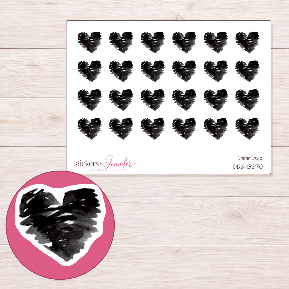 DDZ-13290 planner sticker sheet with enlarged sticker detail