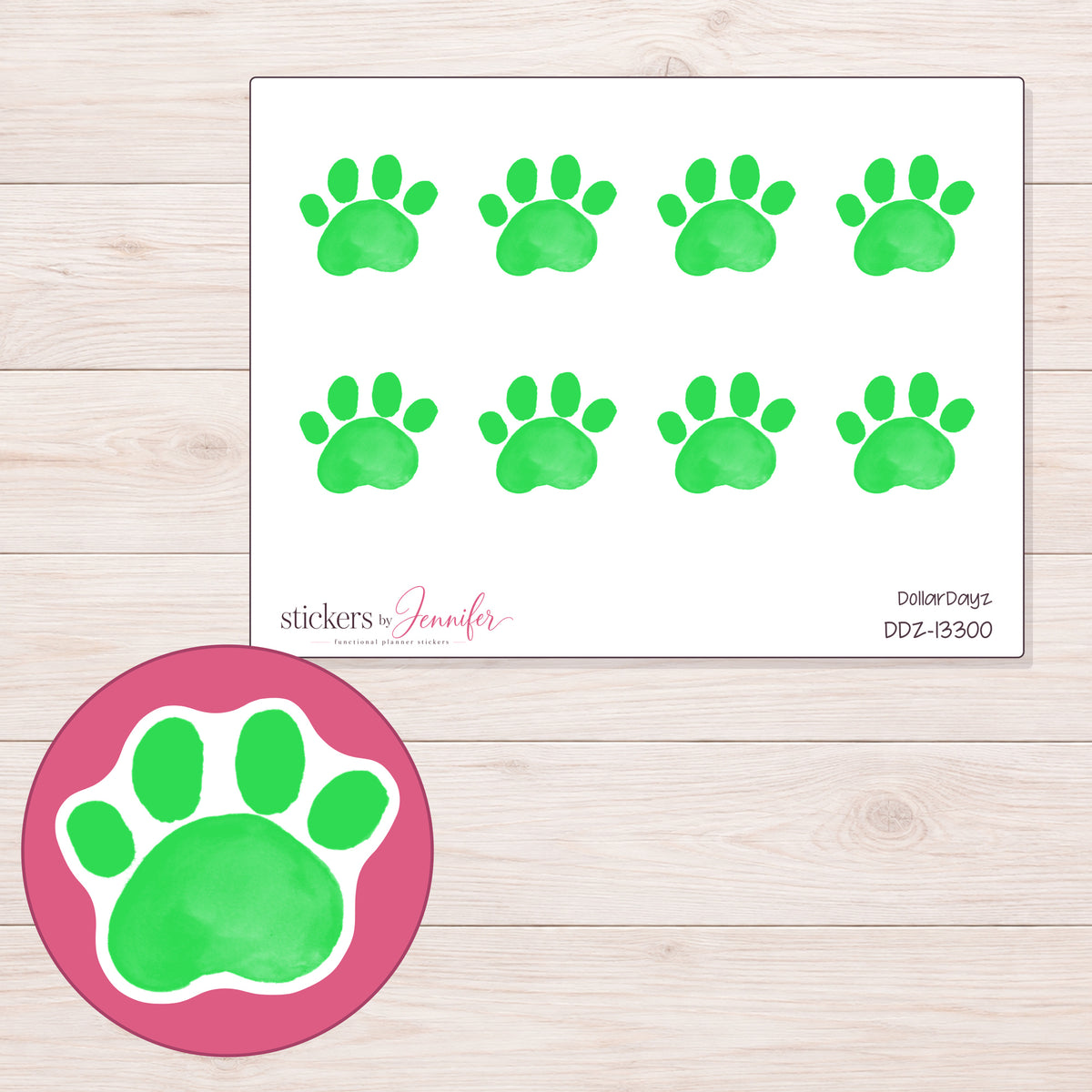 DDZ-13300 planner sticker sheet with enlarged sticker detail