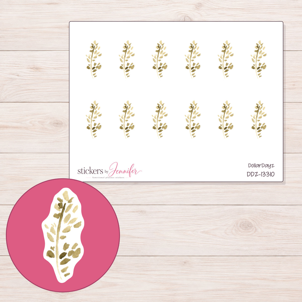 DDZ-13310 planner sticker sheet with enlarged sticker detail