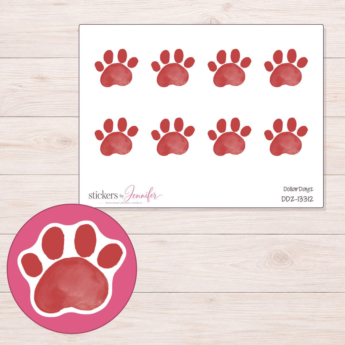 DDZ-13312 planner sticker sheet with enlarged sticker detail