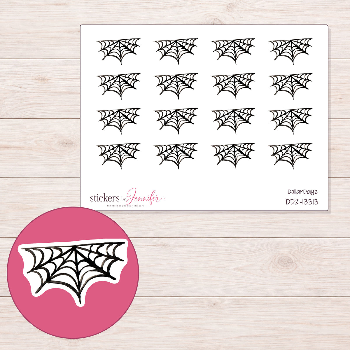 DDZ-13313 planner sticker sheet with enlarged sticker detail