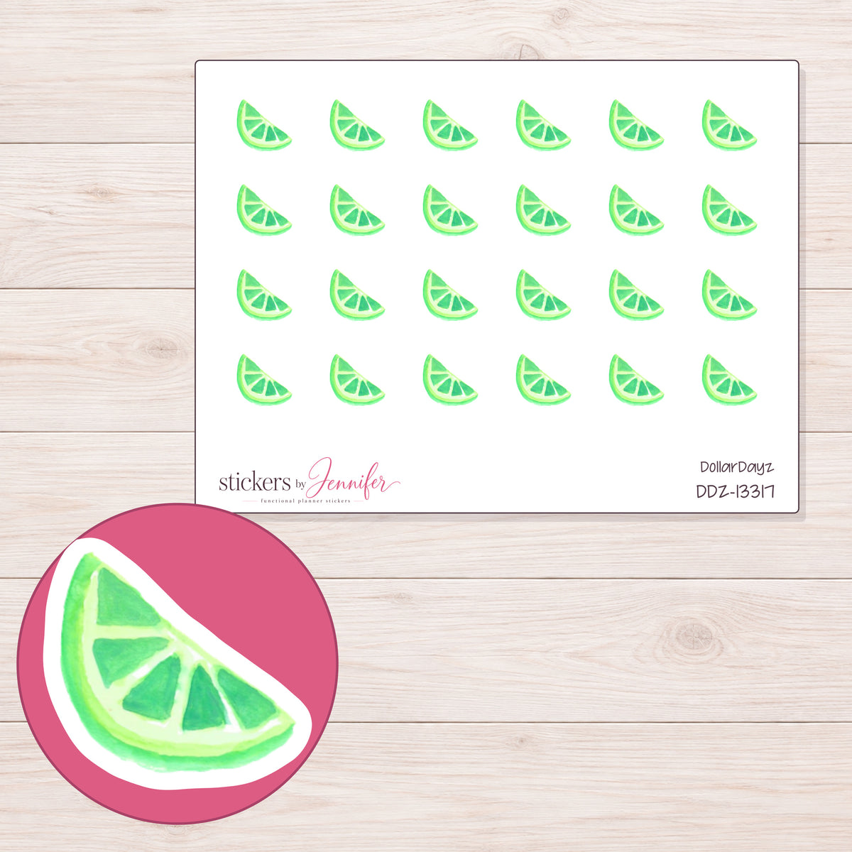DDZ-13317 planner sticker sheet with enlarged sticker detail