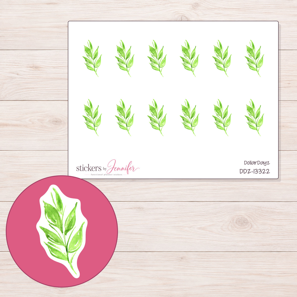 DDZ-13322 planner sticker sheet with enlarged sticker detail