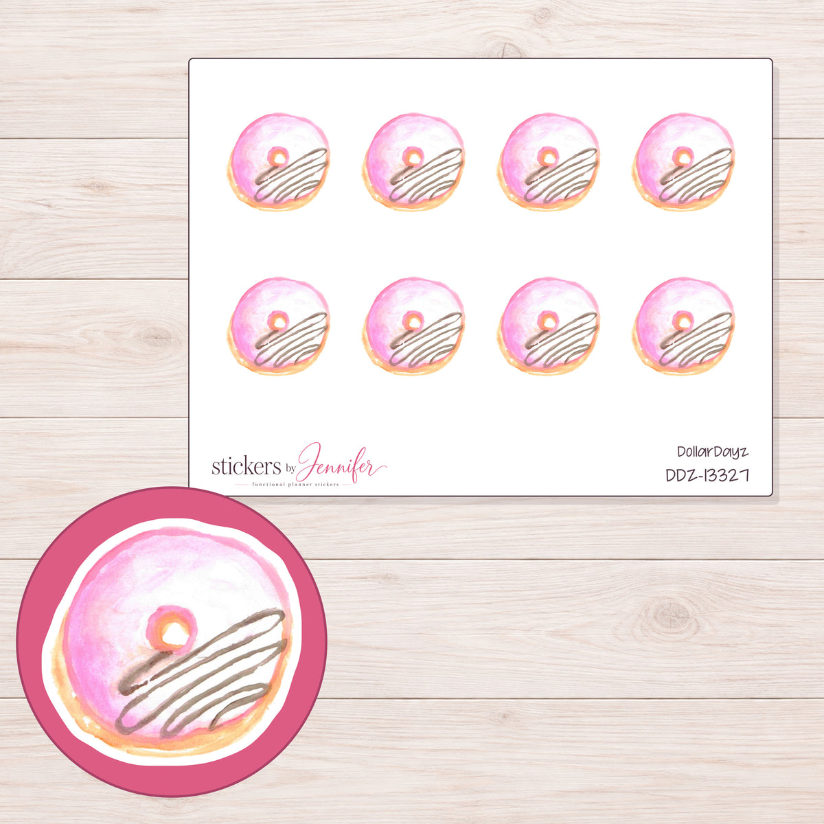 DDZ-13327 planner sticker sheet with enlarged sticker detail
