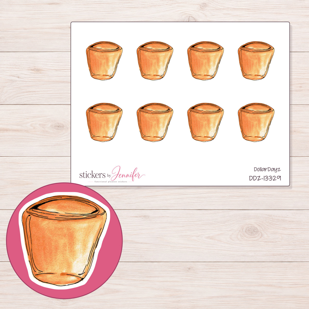 DDZ-13329 planner sticker sheet with enlarged sticker detail