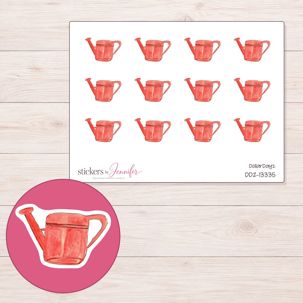 DDZ-13335 planner sticker sheet with enlarged sticker detail