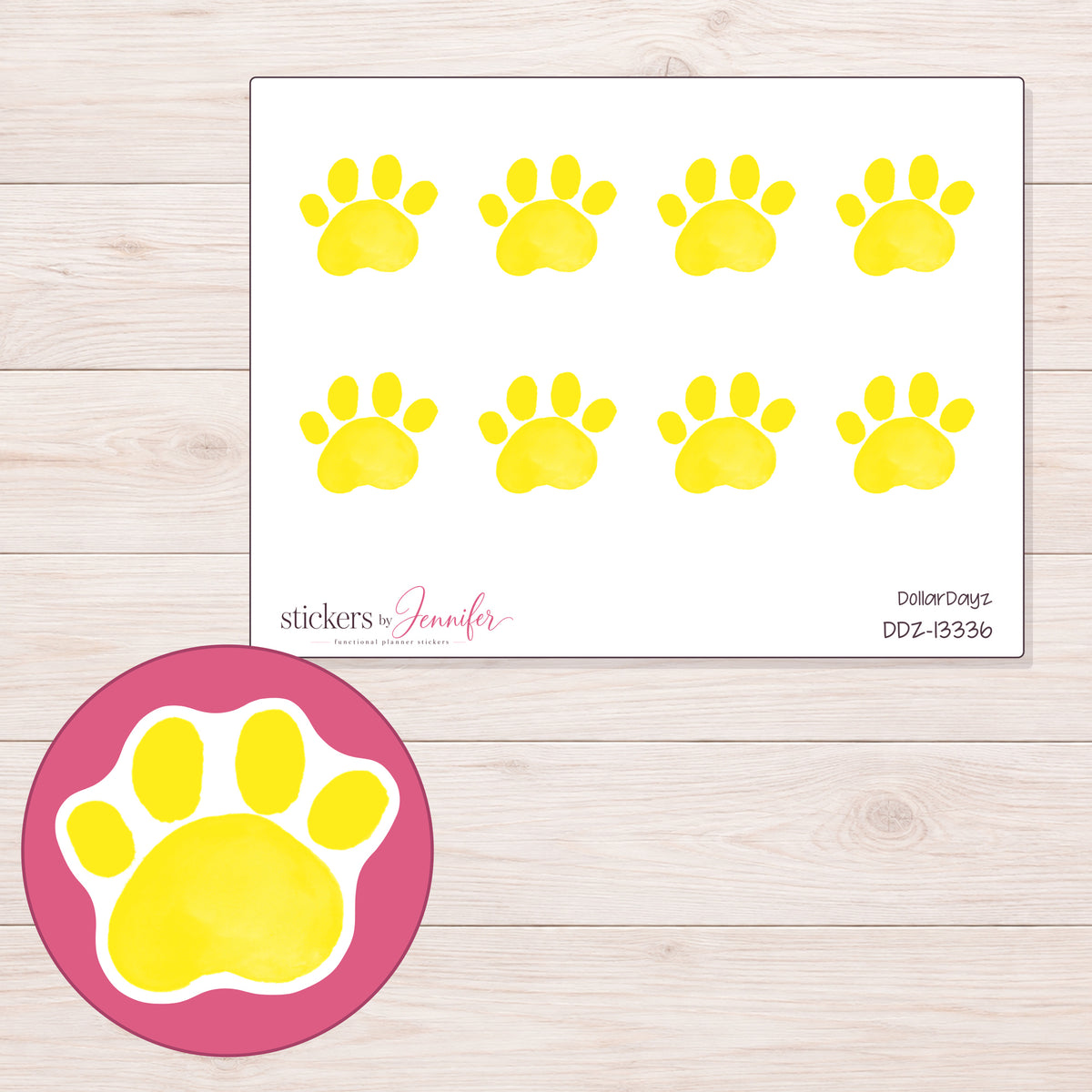 DDZ-13336 planner sticker sheet with enlarged sticker detail