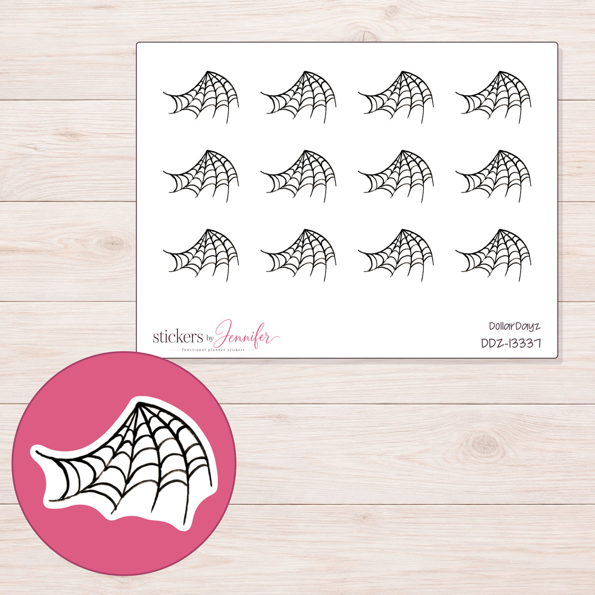 DDZ-13337 planner sticker sheet with enlarged sticker detail