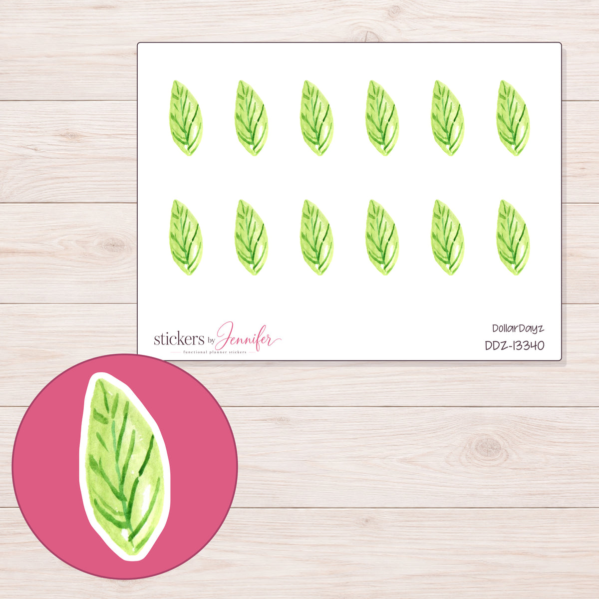 DDZ-13340 planner sticker sheet with enlarged sticker detail