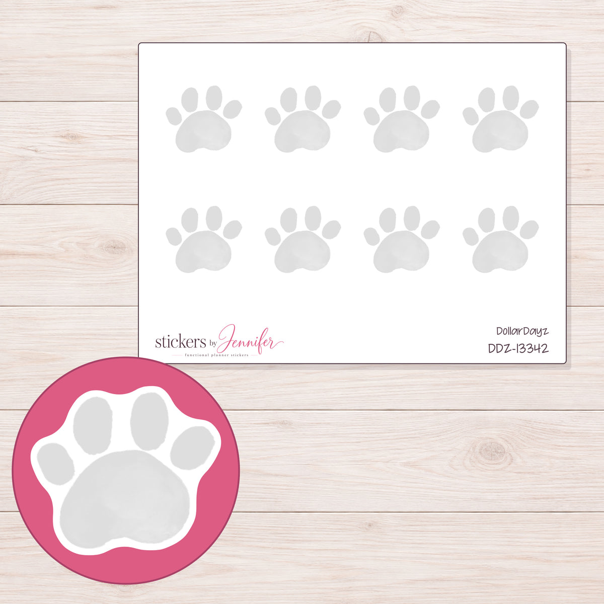 DDZ-13342 planner sticker sheet with enlarged sticker detail
