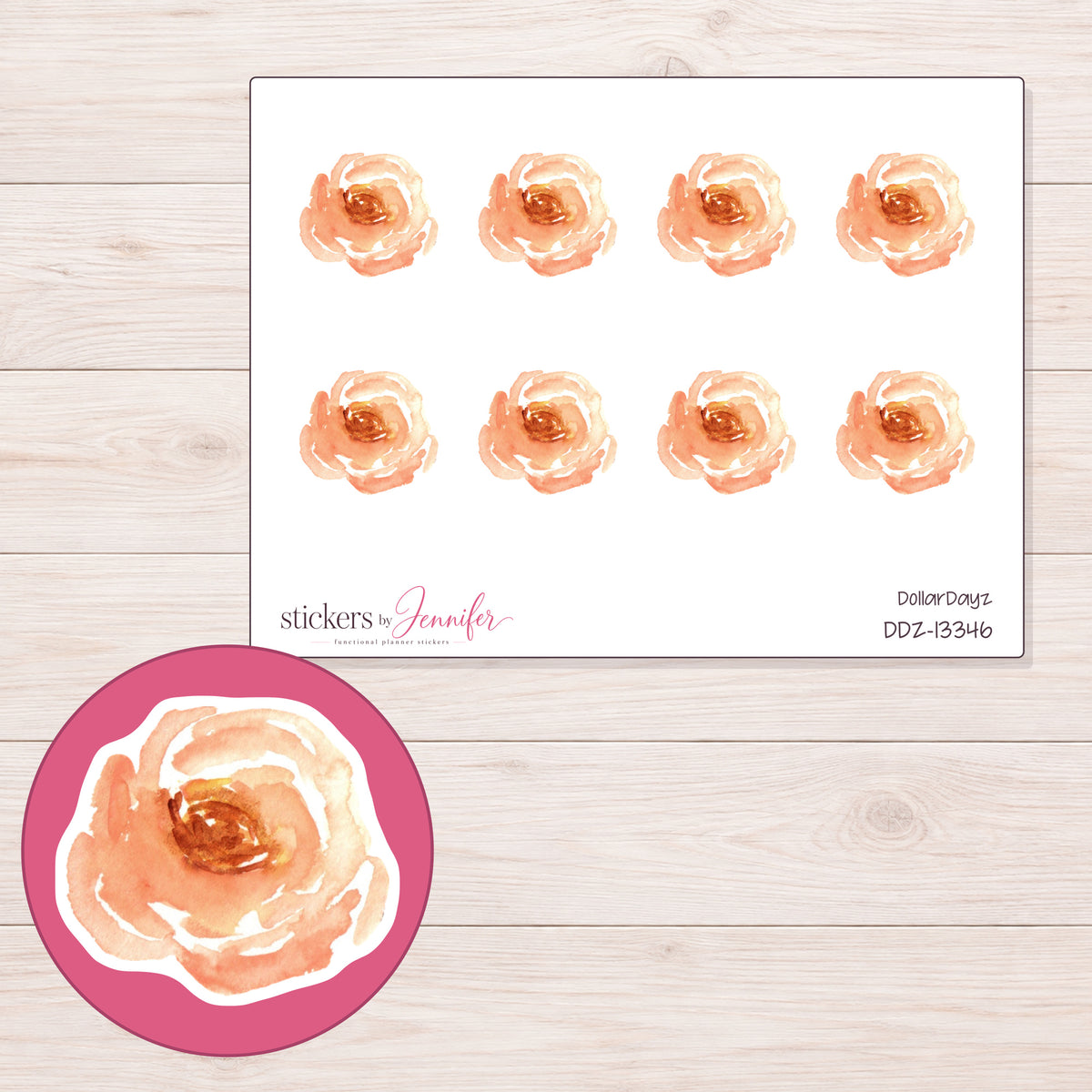 DDZ-13346 planner sticker sheet with enlarged sticker detail