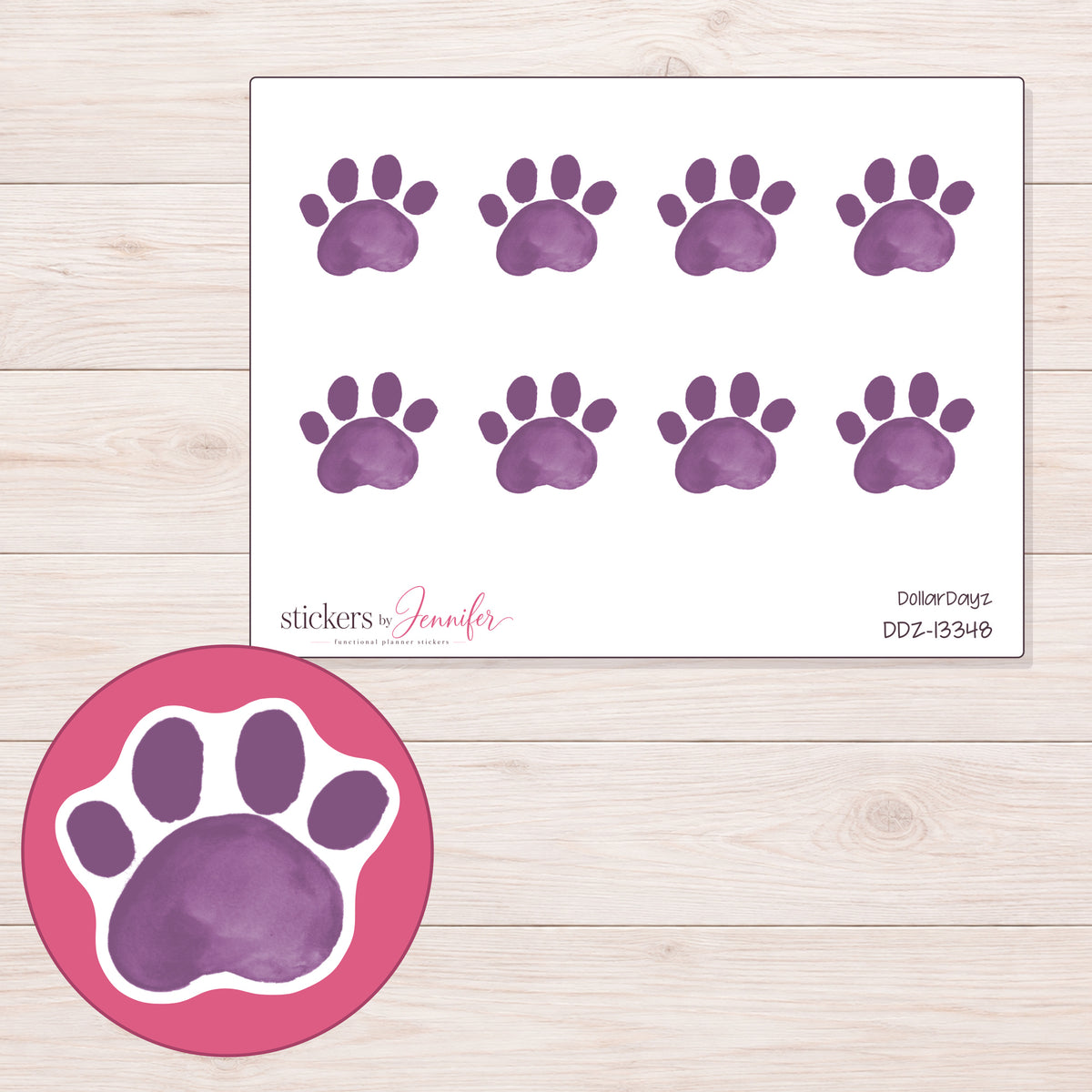 DDZ-13348 planner sticker sheet with enlarged sticker detail