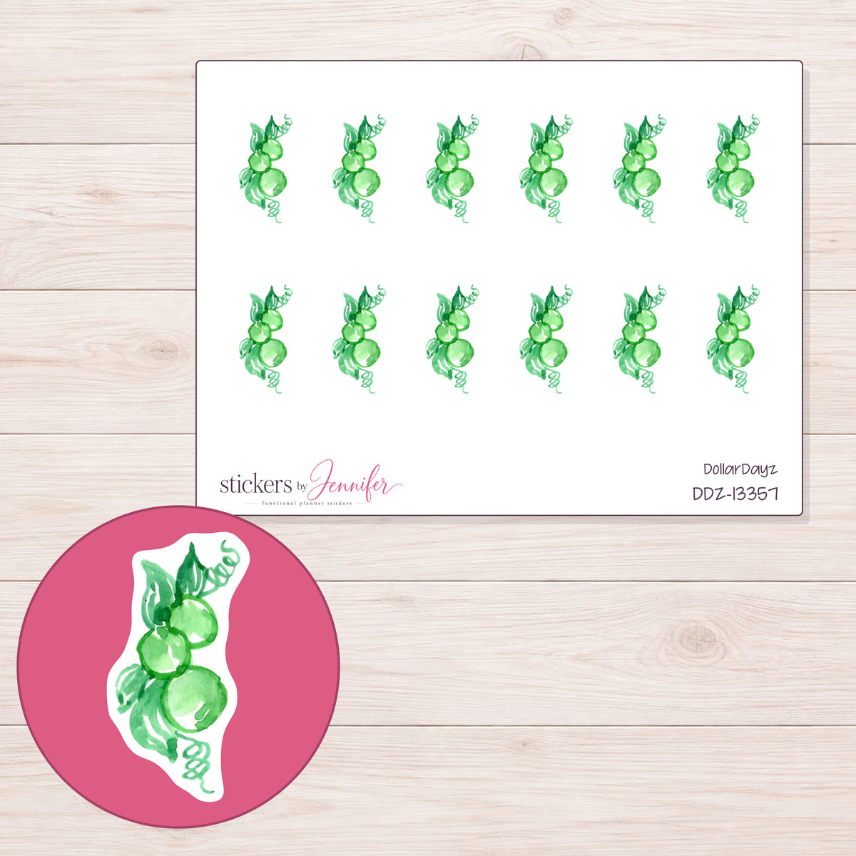 DDZ-13357 planner sticker sheet with enlarged sticker detail