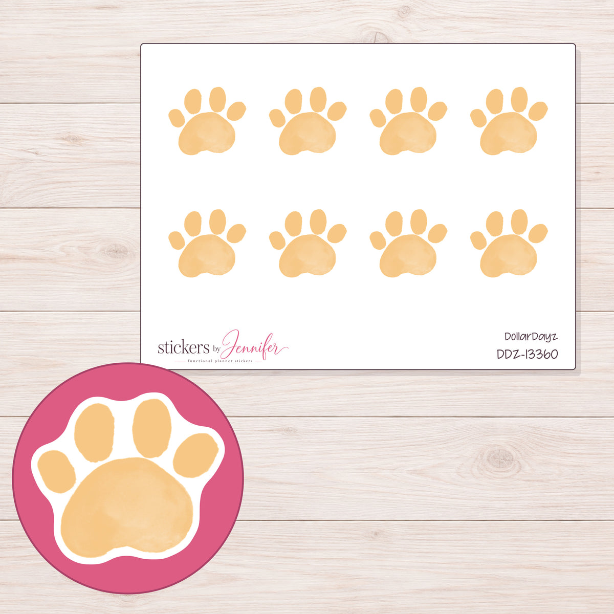 DDZ-13360 planner sticker sheet with enlarged sticker detail