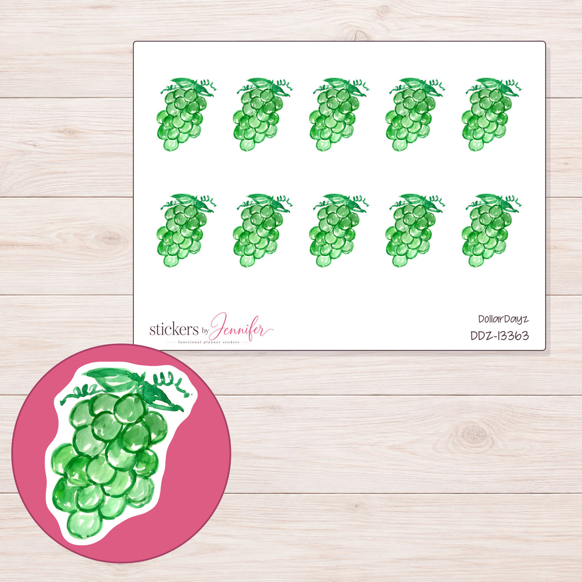 DDZ-13363 planner sticker sheet with enlarged sticker detail