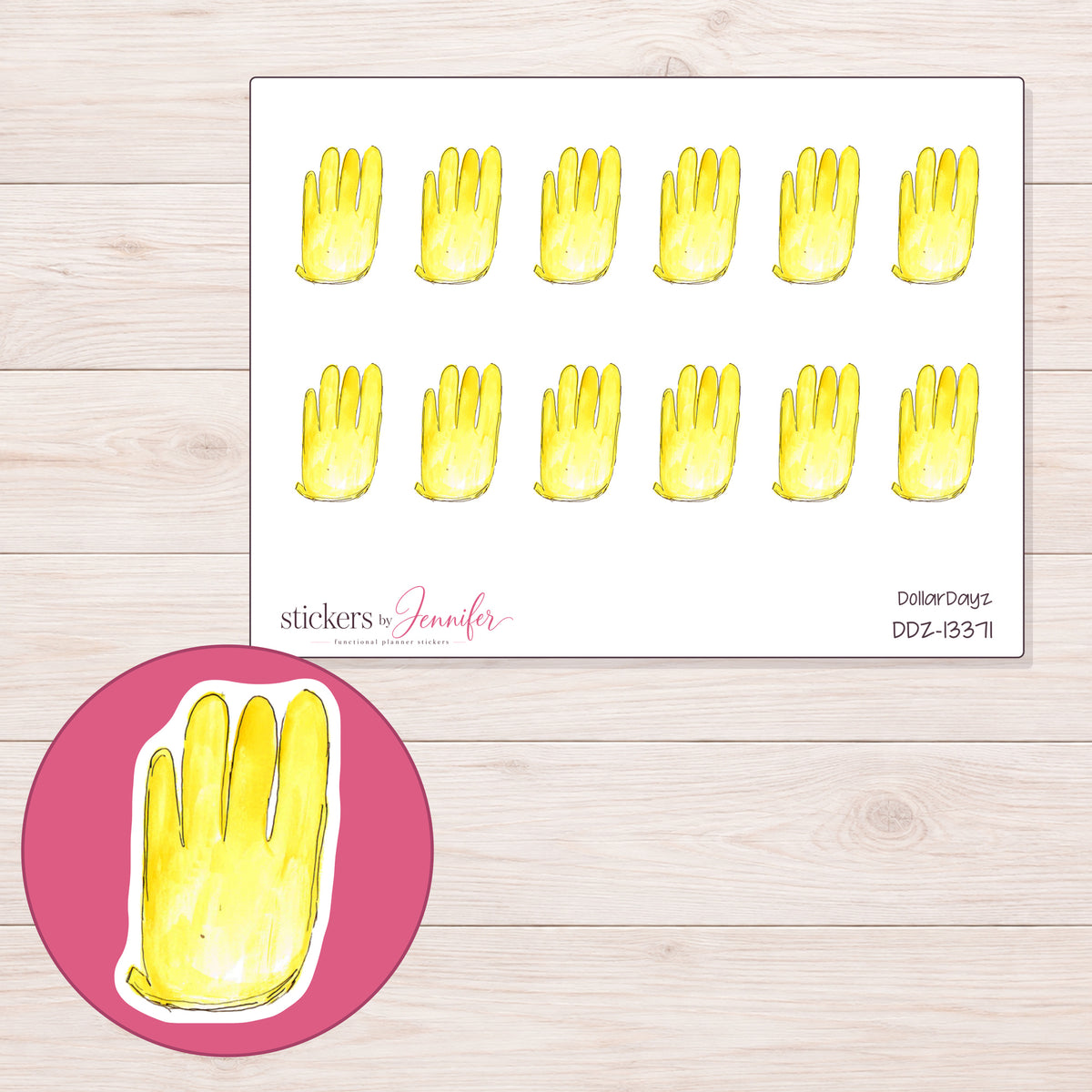 DDZ-13371 planner sticker sheet with enlarged sticker detail