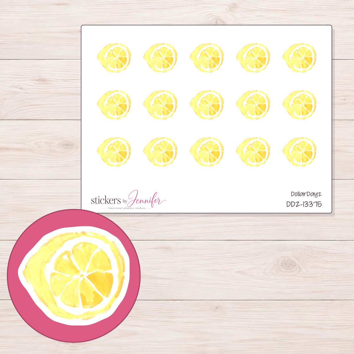 DDZ-13375 planner sticker sheet with enlarged sticker detail