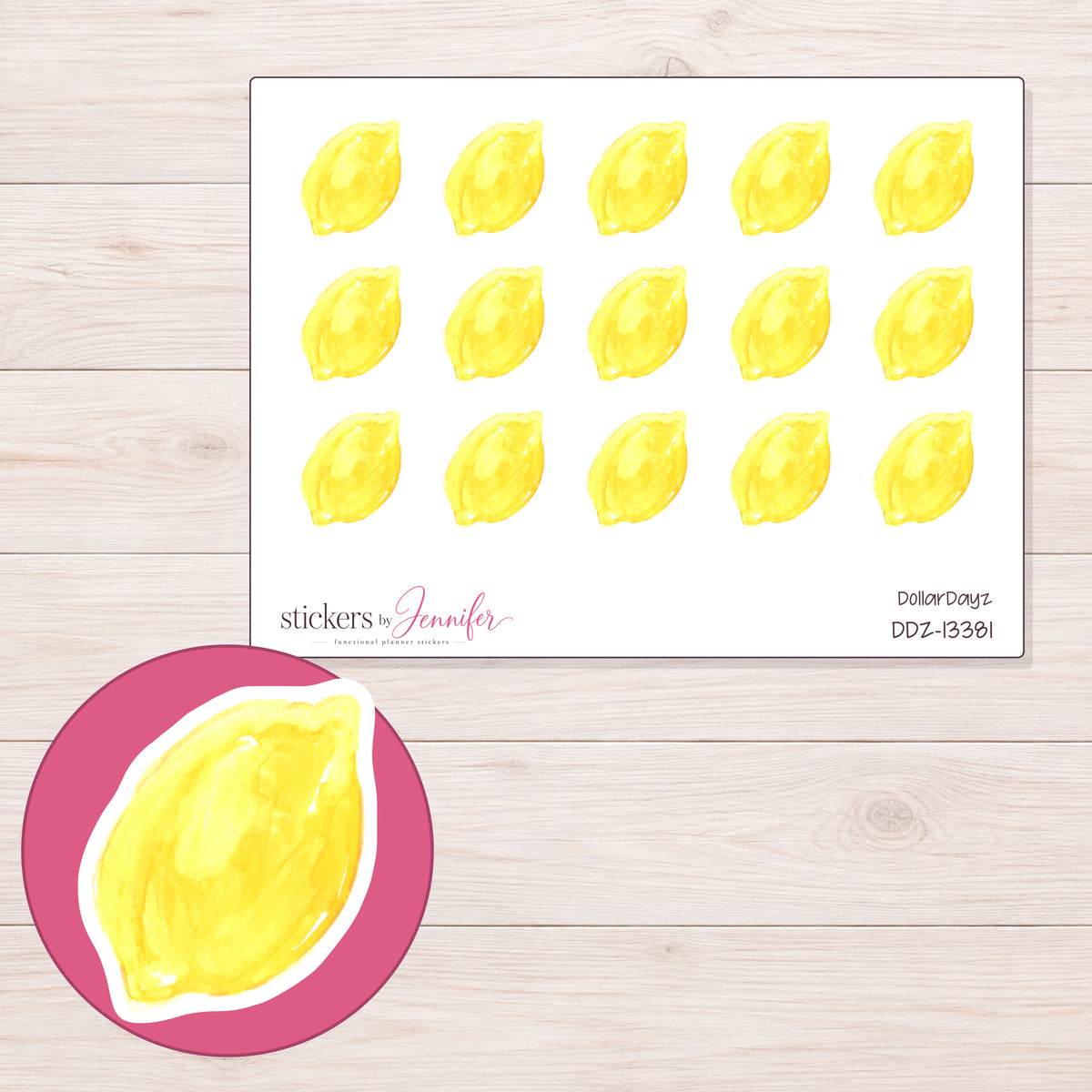 DDZ-13381 planner sticker sheet with enlarged sticker detail