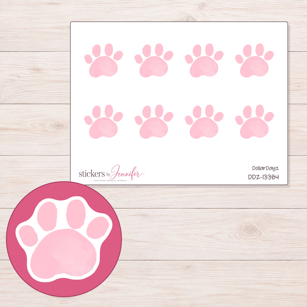 DDZ-13384 planner sticker sheet with enlarged sticker detail