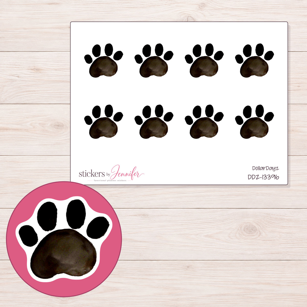 DDZ-13396 planner sticker sheet with enlarged sticker detail