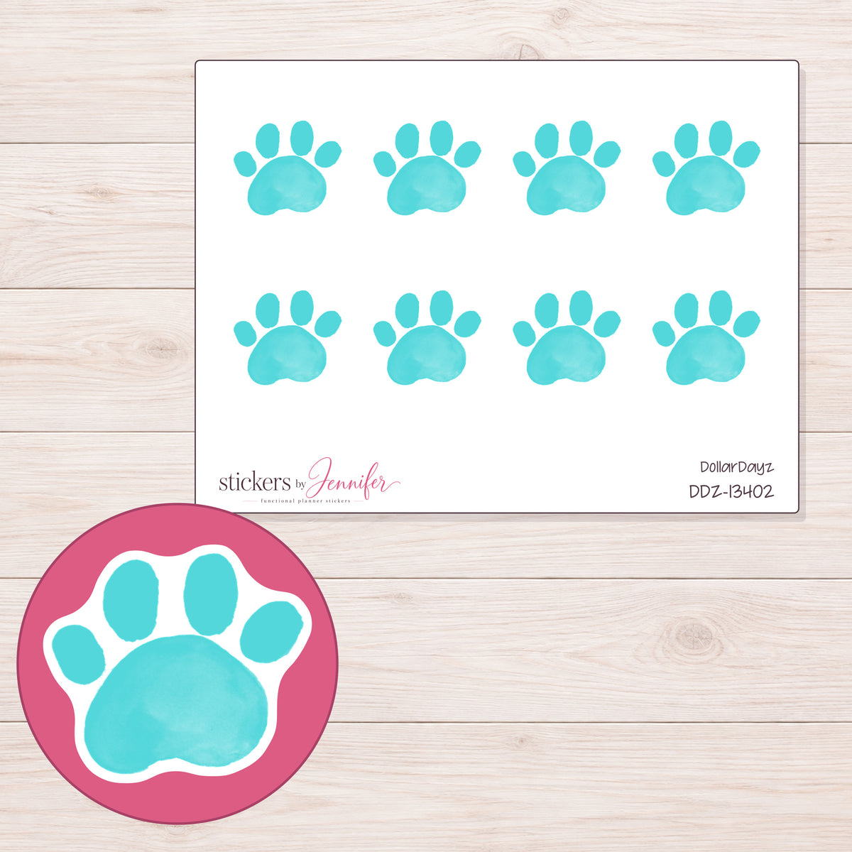 DDZ-13402 planner sticker sheet with enlarged sticker detail
