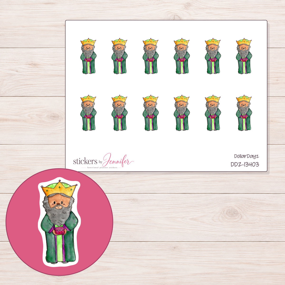 DDZ-13403 planner sticker sheet with enlarged sticker detail